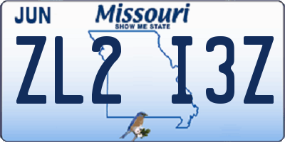 MO license plate ZL2I3Z