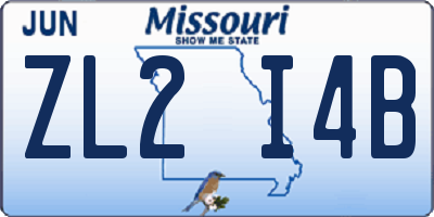MO license plate ZL2I4B