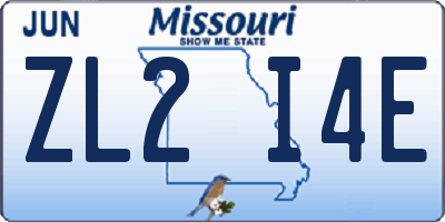 MO license plate ZL2I4E