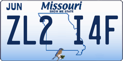 MO license plate ZL2I4F