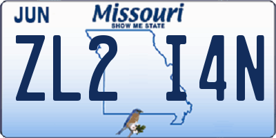 MO license plate ZL2I4N