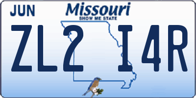 MO license plate ZL2I4R