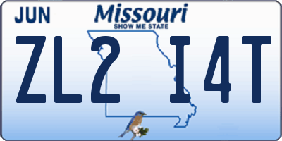 MO license plate ZL2I4T