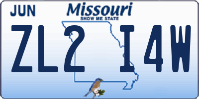 MO license plate ZL2I4W