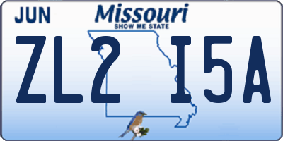 MO license plate ZL2I5A