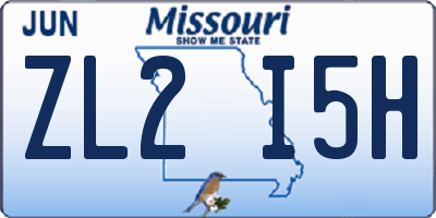 MO license plate ZL2I5H