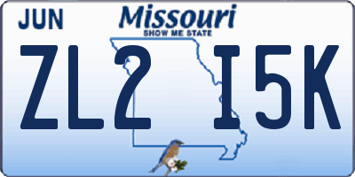 MO license plate ZL2I5K