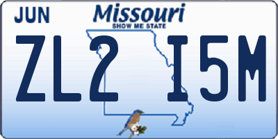 MO license plate ZL2I5M