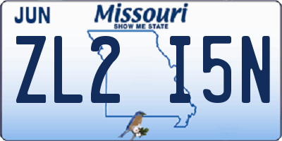 MO license plate ZL2I5N