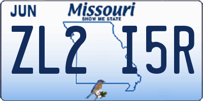 MO license plate ZL2I5R