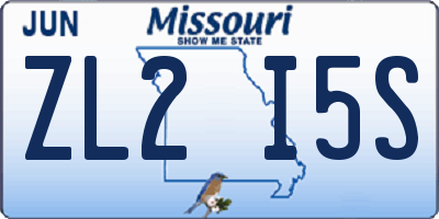 MO license plate ZL2I5S