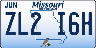 MO license plate ZL2I6H