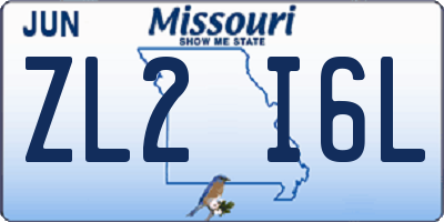MO license plate ZL2I6L