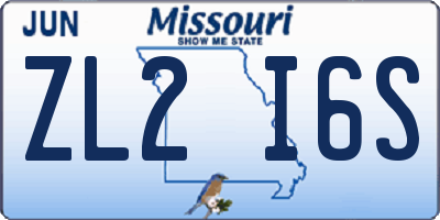 MO license plate ZL2I6S