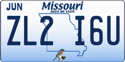 MO license plate ZL2I6U