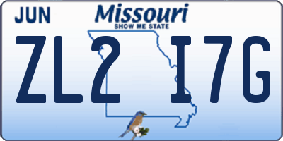 MO license plate ZL2I7G
