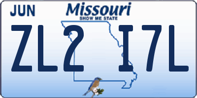 MO license plate ZL2I7L