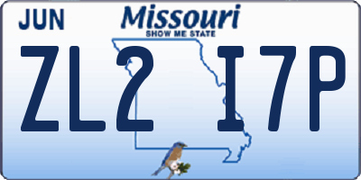 MO license plate ZL2I7P