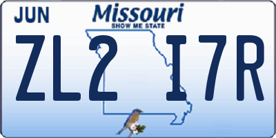 MO license plate ZL2I7R