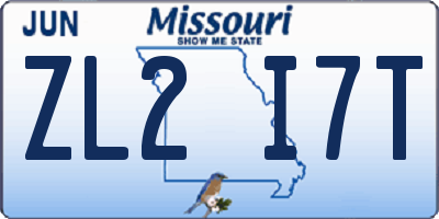 MO license plate ZL2I7T