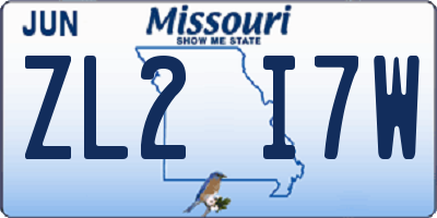 MO license plate ZL2I7W
