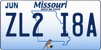MO license plate ZL2I8A