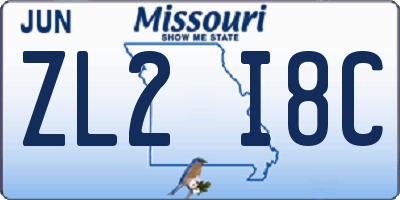 MO license plate ZL2I8C