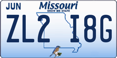 MO license plate ZL2I8G