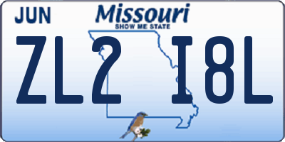 MO license plate ZL2I8L
