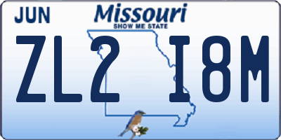 MO license plate ZL2I8M