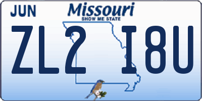 MO license plate ZL2I8U