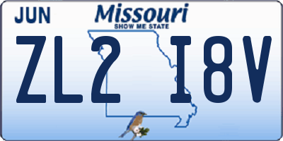 MO license plate ZL2I8V