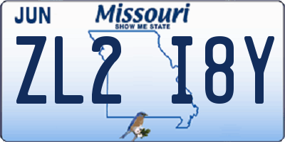 MO license plate ZL2I8Y