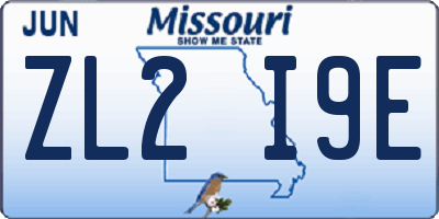 MO license plate ZL2I9E