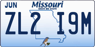 MO license plate ZL2I9M