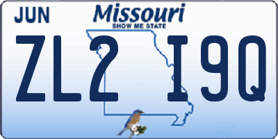 MO license plate ZL2I9Q
