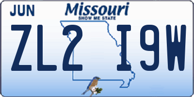 MO license plate ZL2I9W