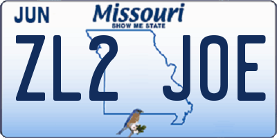 MO license plate ZL2J0E