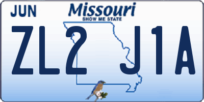 MO license plate ZL2J1A