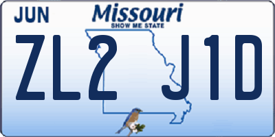 MO license plate ZL2J1D