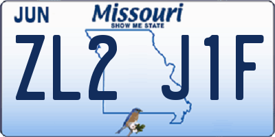 MO license plate ZL2J1F