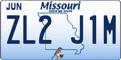 MO license plate ZL2J1M