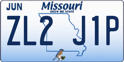 MO license plate ZL2J1P