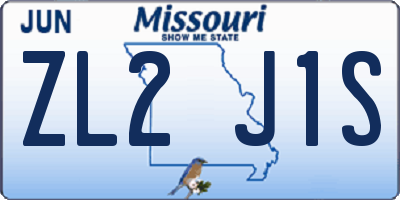 MO license plate ZL2J1S