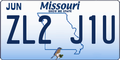 MO license plate ZL2J1U