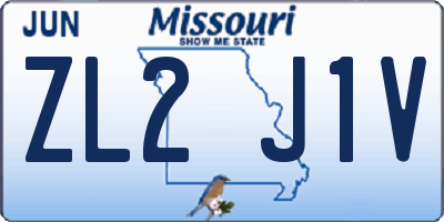 MO license plate ZL2J1V