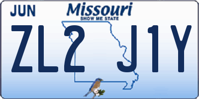 MO license plate ZL2J1Y