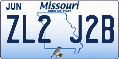 MO license plate ZL2J2B