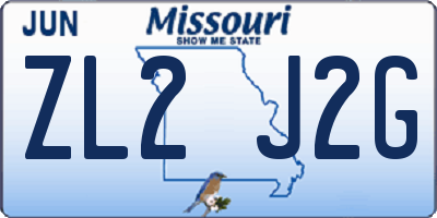 MO license plate ZL2J2G