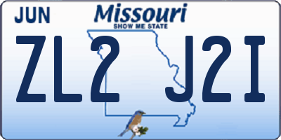 MO license plate ZL2J2I